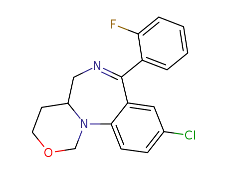 Molecular Structure of 112634-57-8 (9-chloro-7-(2-fluorophenyl)-3,4,4a,5-tetrahydro[1,3]oxazino[3,4-a][1,4]benzodiazepine)