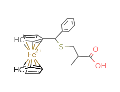 (C<sub>5</sub>H<sub>5</sub>)Fe(C<sub>5</sub>H<sub>4</sub>CH(C<sub>6</sub>H<sub>5</sub>)SCH<sub>2</sub>CH(CH<sub>3</sub>)COOH)