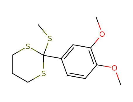 Molecular Structure of 128155-62-4 (1,3-Dithiane, 2-(3,4-dimethoxyphenyl)-2-(methylthio)-)