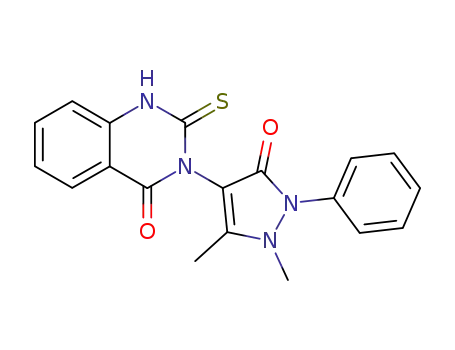 Molecular Structure of 119426-88-9 (2,3-dihydro-3-(2,5-dihydro-2,3-dimethyl-5-oxo-1-phenyl-1H-pyrazol-4-yl)-2-thioxoquinazolin-4(1H)-one)