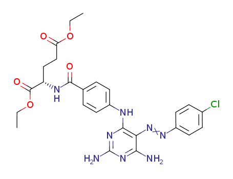 Molecular Structure of 929073-66-5 ((S)-diethyl 2-{4-[2,6-diamino-5-[2-(4-chlorophenyl)-diazenyl]pyrimidin-ylamino]benzamido}pentanedioate)