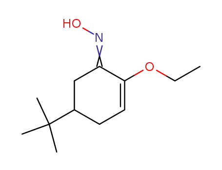 Molecular Structure of 56560-36-2 (2-Cyclohexen-1-one, 5-(1,1-dimethylethyl)-2-ethoxy-, oxime)