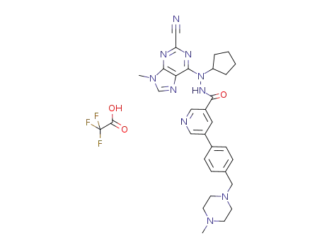 N'-(2-cyano-9-methyl-9H-purin-6-yI)-N'-cyclopentyl-5-{4-[(4-methyl-1-piperazinyl)methyl]phenyl}-3-pyridinecarbohydrazide trifluoroacetate