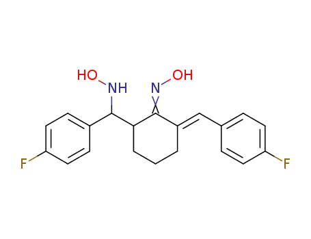 Molecular Structure of 146736-52-9 (2-[(4-Fluoro-phenyl)-hydroxyamino-methyl]-6-[1-(4-fluoro-phenyl)-meth-(E)-ylidene]-cyclohexanone oxime)