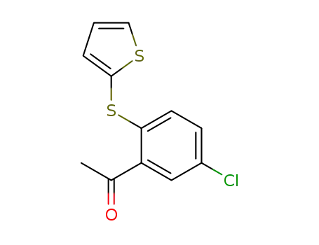 Molecular Structure of 89011-34-7 (Ethanone, 1-[5-chloro-2-(2-thienylthio)phenyl]-)