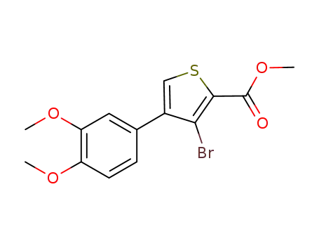 Molecular Structure of 1111737-74-6 (methyl 3-bromo-4-(3,4-dimethoxyphenyl)thiophene-2-carboxylate)