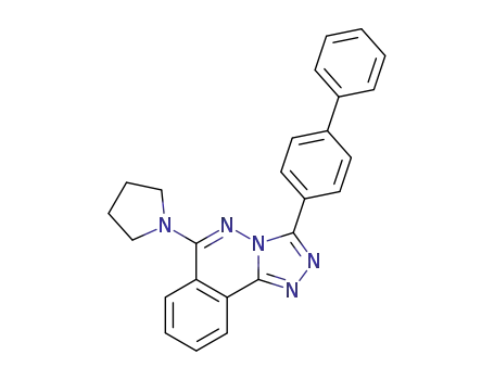 Molecular Structure of 87540-04-3 (s-Triazolo(3,4-a)phthalazine, 3-(1,1'-biphenyl-4-yl)-6-(1-pyrrolidinyl)-)