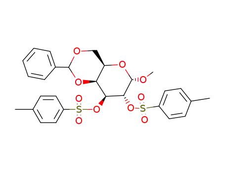 Molecular Structure of 15384-63-1 (methyl 4,6-O-benzylidene-alpha-D-galactopyranoside, bis(toluene-p-sulphonate))