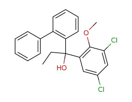 Molecular Structure of 857551-10-1 (1-biphenyl-2-yl-1-(3,5-dichloro-2-methoxy-phenyl)-propan-1-ol)