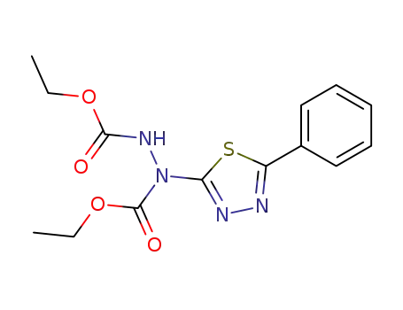 Molecular Structure of 91096-46-7 (1,2-Hydrazinedicarboxylic acid, 1-(5-phenyl-1,3,4-thiadiazol-2-yl)-,
diethyl ester)