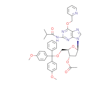 Molecular Structure of 151780-37-9 (3'-acetyl-5'-DMTr-N<sup>2</sup>-isobutyryl-O<sup>6</sup>(2-pyridyl)methyl-2'-deoxyguanosine)