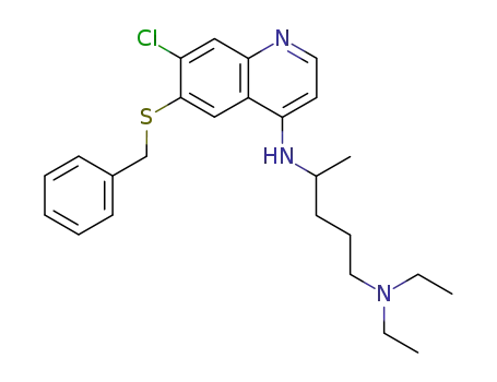 Molecular Structure of 5431-08-3 (N~4~-[6-(benzylsulfanyl)-7-chloroquinolin-4-yl]-N~1~,N~1~-diethylpentane-1,4-diamine)
