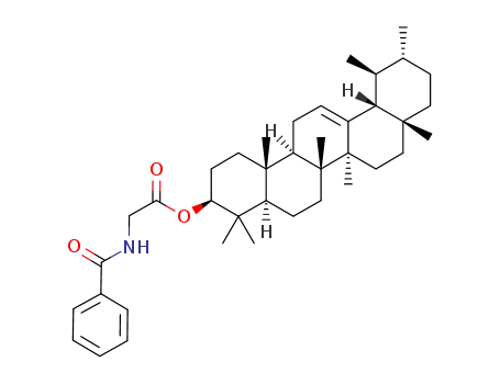 Molecular Structure of 1146582-60-6 (4,4,6a,6b,8a,11,12,14b-octamethyl-1,2,3,4,4a,5,6,6a,6b,7,8,8a,9,10,11,12,12a,14,14a,14b-icosahydropicen-3-yl 2-benzamidoacetate)