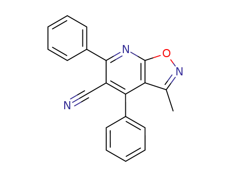 Molecular Structure of 118385-14-1 (3-Methyl-4,6-diphenyl-isoxazolo[5,4-b]pyridine-5-carbonitrile)