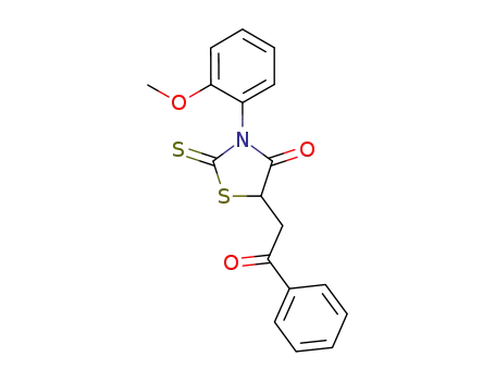 Molecular Structure of 1075256-86-8 (3-(2-methoxyphenyl)-5-(2-oxo-2-phenylethyl)-2-thioxo-1,3-thiazolidin-4-one)