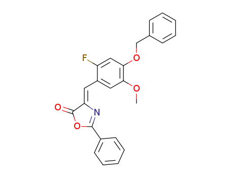 Molecular Structure of 141523-17-3 (5(4H)-Oxazolone,
4-[[2-fluoro-5-methoxy-4-(phenylmethoxy)phenyl]methylene]-2-phenyl-)