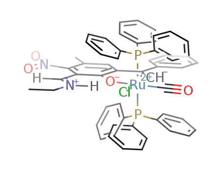 Molecular Structure of 350832-46-1 ([Ru(η2-C6HCPhCH-1-O-2-CHNHEt-3-NO2-4-Me-5)(PPh3)2(CO)Cl])
