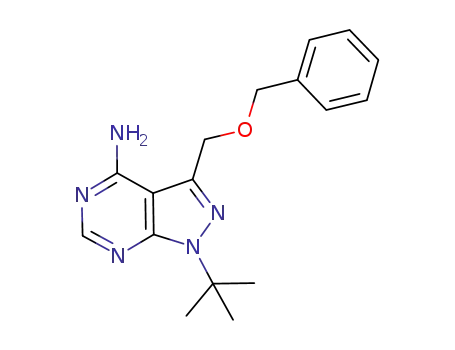 Molecular Structure of 1151649-92-1 (3-(Benzyloxymethyl)-1-tert-butyl-1H-pyrazolo[3,4-d]pyrimidin-4-amine)
