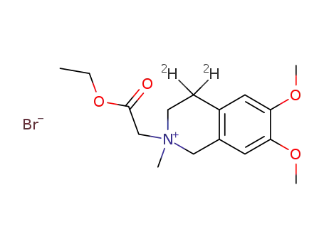 Molecular Structure of 1126441-76-6 (4,4-dideutero-2-methyl-6,7-dimethoxy-2-(2-ethoxy-2-oxoethyl)-1,2,3,4-tetrahydroisoquinolinium bromide)