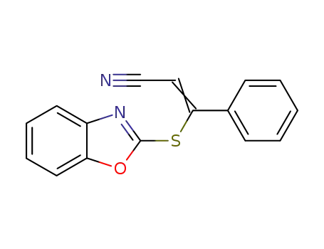 Molecular Structure of 129959-40-6 (2-<(3-phenyl-2-propenenitrile)thio>benzoxazole)