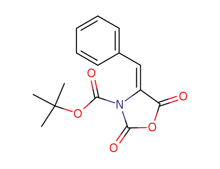 Molecular Structure of 97512-77-1 (3-Oxazolidinecarboxylic acid, 2,5-dioxo-4-(phenylmethylene)-,
1,1-dimethylethyl ester, (Z)-)