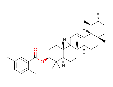 Molecular Structure of 1146582-62-8 (4,4,6a,6b,8a,11,12,14b-octamethyl-1,2,3,4,4a,5,6,6a,6b,7,8,8a,9,10,11,12,12a,14,14a,14b-icosahydropicen-3-yl 2,5-dimethylbenzoate)
