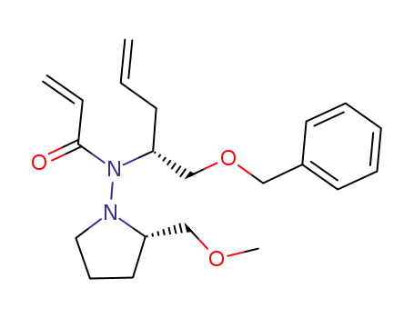 Molecular Structure of 1043481-52-2 ((1R,2S)-(-)-N-[1-(benzyloxymethyl)but-3-enyl]-N-(2-methoxymethylpyrrolidin-1-yl)acrylamide)