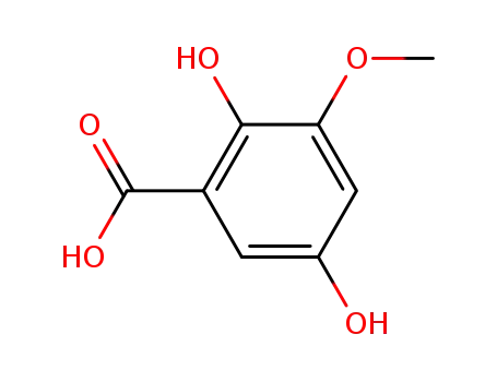Molecular Structure of 5981-38-4 (2,5-Dihydroxy-3-Methoxybenzoic acid)