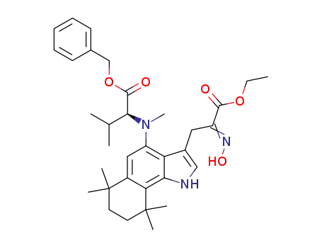 ethyl (S)-3-(4-(methyl(1-(((phenylmethyl)oxy)carbonyl)-2-methylpropyl)amino)-6,7-(1,2,3,4-tetrahydro-1,1,4,4-tetramethylbenzo)-1H-indol-3-yl)-2-oximidopropionate