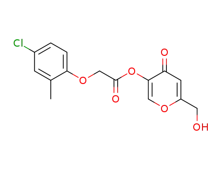 Molecular Structure of 128998-07-2 ((4-Chloro-2-methyl-phenoxy)-acetic acid 6-hydroxymethyl-4-oxo-4H-pyran-3-yl ester)