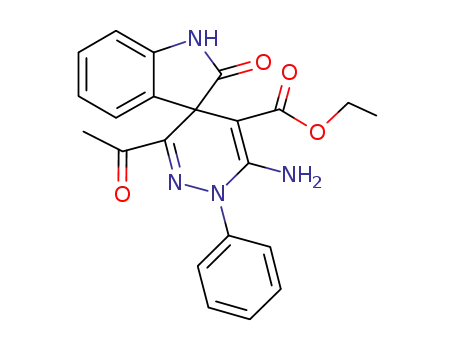 Molecular Structure of 1155873-30-5 (4,3'-spiro(ethyl 3-acetyl-6-amino-1-phenyl-1,4-dihydropyridazine-5-carboxylate)-2'-oxindole)