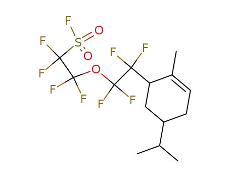 Molecular Structure of 106609-21-6 (Ethanesulfonyl fluoride,
1,1,2,2-tetrafluoro-2-[1,1,2,2-tetrafluoro-2-[2-methyl-5-(1-methylethyl)-2-
cyclohexen-1-yl]ethoxy]-)