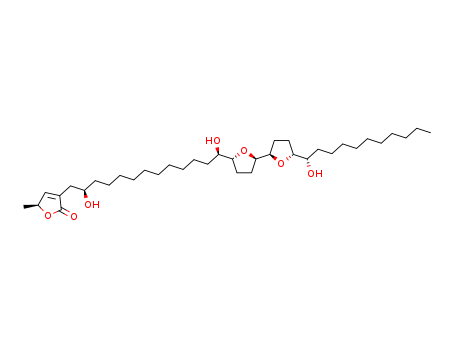Molecular Structure of 123123-32-0 (2(5H)-Furanone,3-[(2R,13R)-2,13-dihydroxy-13-[(2R,2'R,5R,5'R)-octahydro-5'-[(1S)-1-hydroxyundecyl][2,2'-bifuran]-5-yl]tridecyl]-5-methyl-,(5S)-)