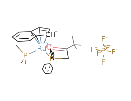 [(P(CH<sub>3</sub>)3)Ru(C<sub>9</sub>H<sub>7</sub>)(OC(C(CH<sub>3</sub>)3)CH<sub>2</sub>P(C<sub>6</sub>H<sub>5</sub>)2)]<sup>(1+)</sup>*PF<sub>6</sub><sup>(1-)</sup>=[(P(CH<sub>3</sub>)3)Ru(C<sub>9</sub>H<sub>7</sub>)(OC(C(CH<sub>3</sub>)3)CH<sub>2</sub>P(C<sub>6</sub>H<sub>5</sub>)2)]PF<sub>6</sub>