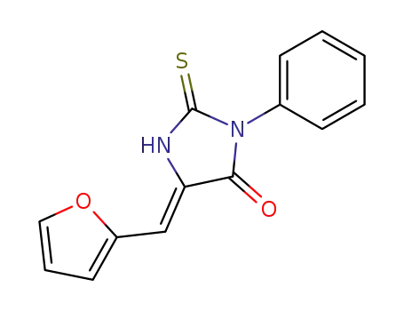 Molecular Structure of 87736-68-3 (4-furfurylidene-1-phenyl-2-thioxoimidazolidin-5-one)