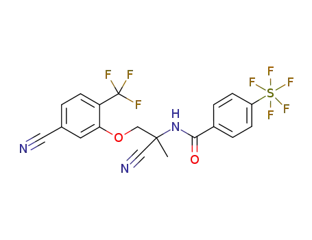 Molecular Structure of 1046820-83-0 (N-{1-cyano-2-[5-cyano-2-(trifluoromethyl)phenoxy]-1-methylethyl}-4-(pentafluorothio)benzamide)