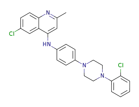 Molecular Structure of 87602-47-9 ((6-Chloro-2-methyl-quinolin-4-yl)-{4-[4-(2-chloro-phenyl)-piperazin-1-yl]-phenyl}-amine)
