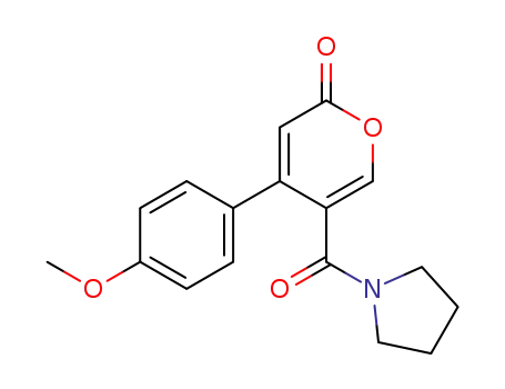 Molecular Structure of 105621-45-2 (Pyrrolidine, 1-[[4-(4-methoxyphenyl)-2-oxo-2H-pyran-5-yl]carbonyl]-)
