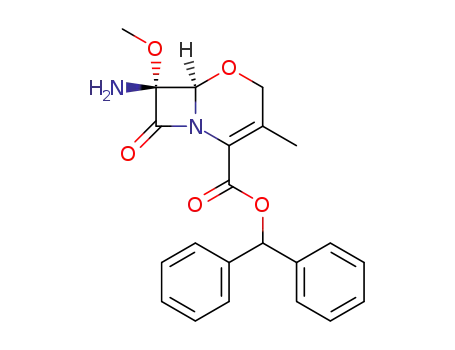 Molecular Structure of 77982-90-2 ((6<i>R</i>)-7<i>t</i>-amino-7<i>c</i>-methoxy-3-methyl-8-oxo-(6<i>r</i><i>H</i>)-5-oxa-1-aza-bicyclo[4.2.0]oct-2-ene-2-carboxylic acid benzhydryl ester)