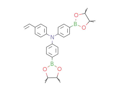Molecular Structure of 376363-34-7 (Benzenamine,
4-ethenyl-N,N-bis[4-(4,4,5,5-tetramethyl-1,3,2-dioxaborolan-2-yl)phenyl]
-)