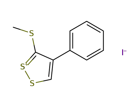 Molecular Structure of 21305-56-6 (1,2-Dithiol-1-ium, 3-(methylthio)-4-phenyl-, iodide)