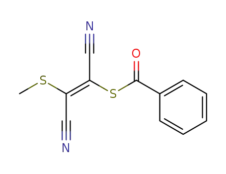 Molecular Structure of 95296-54-1 (Benzenecarbothioic acid, S-[1,2-dicyano-2-(methylthio)ethenyl] ester)