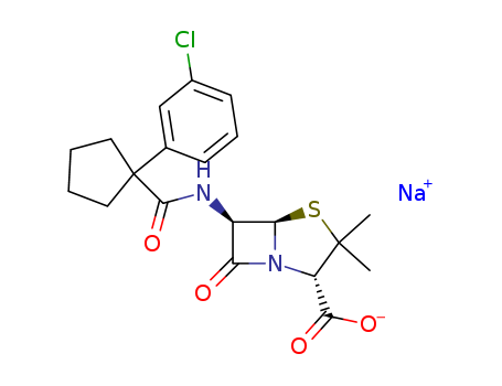Sodium; (2S,5R,6R)-6-{[1-(3-chloro-phenyl)-cyclopentanecarbonyl]-amino}-3,3-dimethyl-7-oxo-4-thia-1-aza-bicyclo[3.2.0]heptane-2-carboxylate