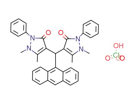 3H-Pyrazol-3-one,4,4'-(9-anthracenylmethylene)bis[1,2-dihydro-1,5-dimethyl-2-phenyl-,monoperchlorate