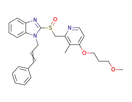 Molecular Structure of 1052003-57-2 (1-cinnamyl-2-{[4-(3-methoxypropoxy)-3-methylpyridin-2-yl]methylsulfinyl}-1H-benzimidazole)