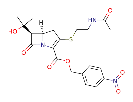 p-nitrobenzyl 5,6-cis-3-(2-acetylamidoethylthio)-6-(1-hydroxy-1-methylethyl)-7-oxo-1-azabicyclo<3.2.0>hept-2-ene-2-carboxylate