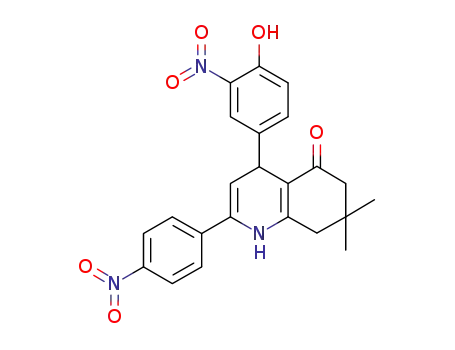 Molecular Structure of 1107620-89-2 (7,8-dihydro-4-(4-hydroxy-3-nitrophenyl)-7,7-dimethyl-2-(4-nitrophenyl)quinolin-5(1H,4H,6H)-one)