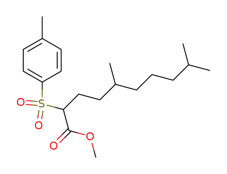 Molecular Structure of 111831-48-2 (Decanoic acid, 5,9-dimethyl-2-[(4-methylphenyl)sulfonyl]-, methyl ester)