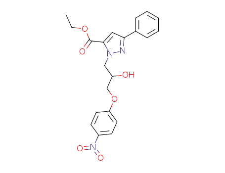 Molecular Structure of 918879-55-7 (1H-Pyrazole-5-carboxylic acid,
1-[2-hydroxy-3-(4-nitrophenoxy)propyl]-3-phenyl-, ethyl ester)