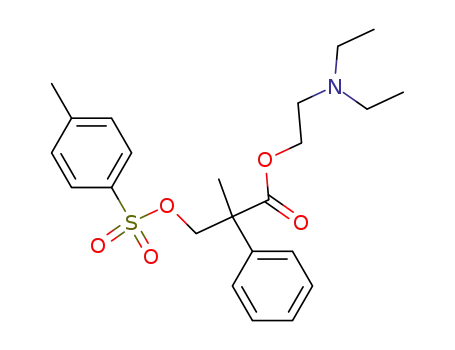 Molecular Structure of 105497-78-7 (Benzeneacetic acid, a-methyl-a-[[[(4-methylphenyl)sulfonyl]oxy]methyl]-,
2-(diethylamino)ethyl ester, (S)-)